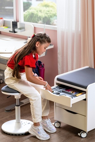 Creo Mobili Çekmeceli Tekerlekli Sirius Keson, Oturulabilir Ofis Ve Ev Komodini, Beyaz/beyaz