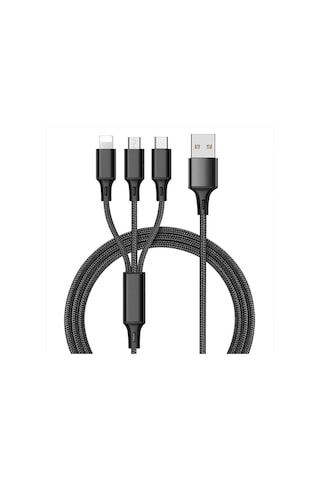 Siyah Hızlı Usb Şarj Kablosu Samsung Evrensel 3 In 1 Çok Fonksiyonlu Cep Telefonu Kablosu Şarj Kablosu Tip C