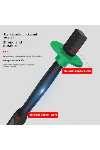 Monyee Endüstriyel Çelik Beton Taş Kesici - Krom Vanadyum Bıçaklı, Safavi Uçlu, Siyah Oksit Kaplı, 12" Profesyonel El Aleti