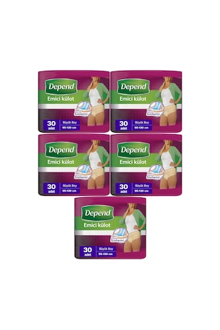 Depend Emici Külot Kadın Hasta Bezi Büyük Boy 5 x 30'Lu
