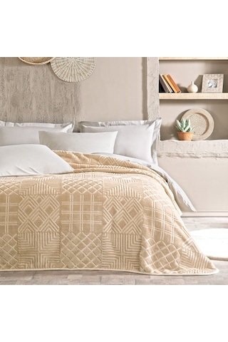 Yataş Bedding Nova Çift Kişilik Emboss Battaniye - Bej
