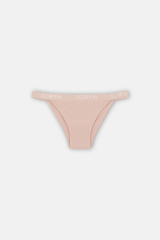 Suwen 3lü Pamuklu Lastikli Normal Bel Slip Külot St00456011343 Kahverengi - Ten - Pembe