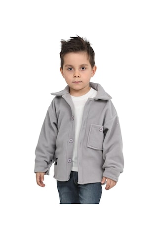 Erdem Kıds Erkek-kız Çocuk Unisex Pamuklu Günlük-casual Kışlık Polar Ceket Gömlek Açık Gri Açık Gri
