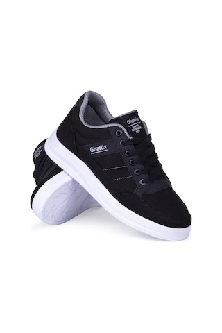 Ghattix Erkek Keten Sneaker Yazlık Mevsimlik Ayakkabı Siyah