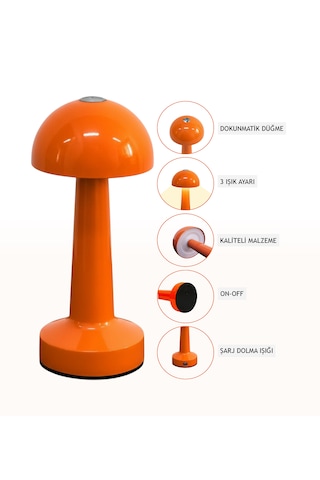 Zenlight Mantar Masa Lambası Turuncu