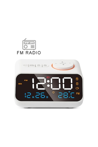 Zilinn Mordern Fm Radyo Başucu Uyandırma İçin Led Çalar Saat. Sıcaklık Termometresi Nem Higrometresi İle Dijital Masa Takvimi. Beyaz-89 Çok Renki