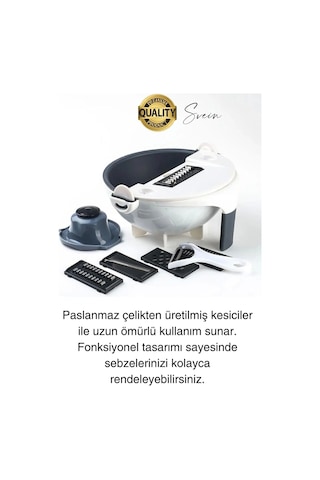 11 Parça Paslanmaz Fonksiyonel Süzgeçli Rende Hazneli Doğrayıcı Sebze Salata İçin Pratik Mutfak Çok Renkli