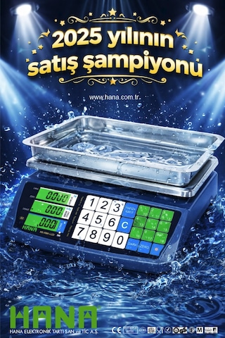 Hana 5500 Terazi-60 Kg-bakanlık Onaylı-2026 Mühürlü-1000 Saat Şarj Ömrü-pazar Market Tartı-su Geçirmez