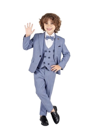 Mnk Baby & Kids Kiryos Erkek Çocuk Kareli Takım Elbise M00806 mavi