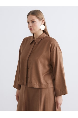 Lcw Modest Kahverengi Oversize Kadın Süet Görünümlü Gömlek