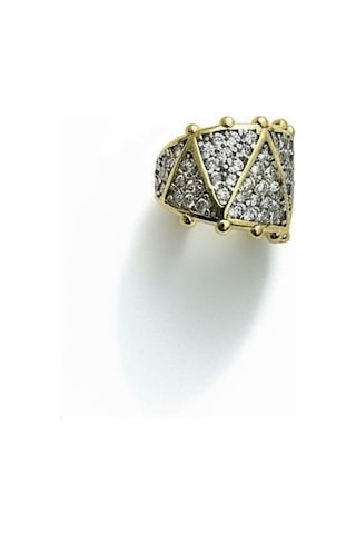 Earcuff Sıkıştırmalı Çelik Kıkırdak Küpe Üçgen Desenli Zirkon Taşlı Altın Renk