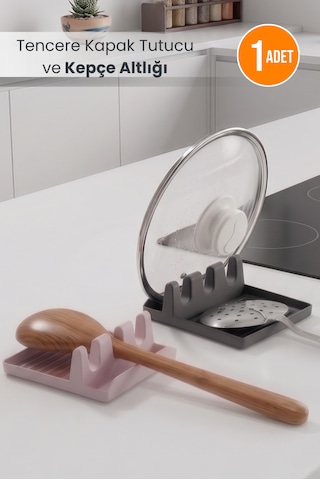 Tencere Kapak Tutucu Ve Kepçe Altlığı - Kaşıklık Çok Renkli