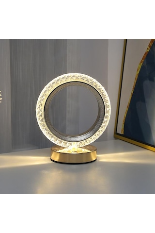 Lw-24 Şarjlı Yuvarlak Kristal Elmas Masa Lambası Akrilik Led Gece Lambası Beyaz