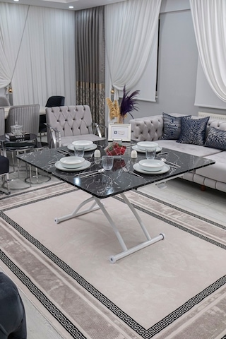 Juppo Üst Tabla Mdf Siyah Mermer Oval Köşe Alt Beyaz Dışa Kıvrım