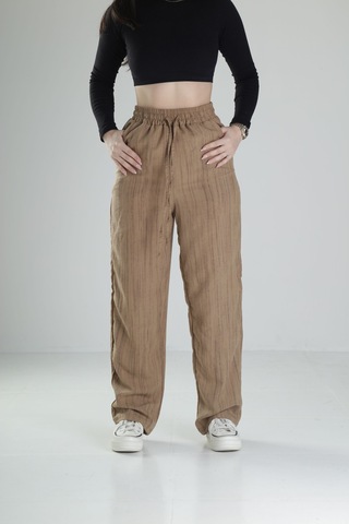 Cocopelli Aerobin Keten Kumas Kahve Baggy Pantolon Coc2510 Kahverengi