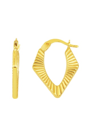 Bilezikci Köşeli Halka Altın Küpe Sarı Altın