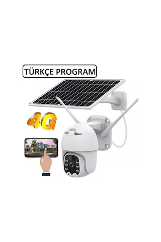 Sim Kartlı 4g Ptz 360 Hareketli Solar Güneş Enerjili 1080p Kamera Türkçe Program Son Sürüm