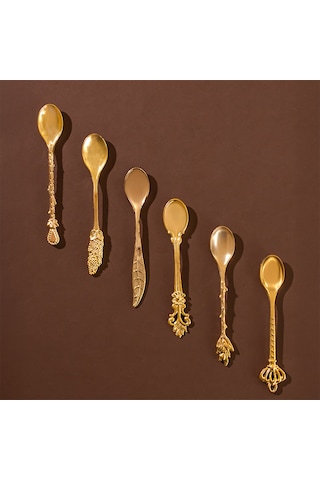 Porsima 004 6'lı Gold Çay Kaşığı Seti Çay Kaşığı