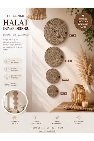 Bohem Ve Afrikan Tarzı Duvar Dekoru Halat Ip Etnik Tarz 4lü Set 04