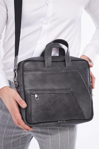 Derinss Dub3075 Hakiki Deri Gri Gölge Macbook Ve Notebook Çantası 001