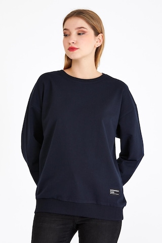 Comeor Kadın Lacivert Basic Bisiklet Yaka Regular Fit Rahat Sweatshirt 001