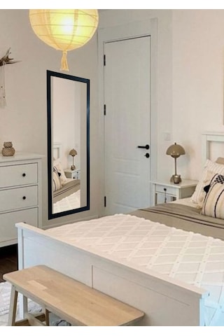 Siyah Ahşap Çerçeve Ayna Boy Ayna Duvar Hol Ayna 130x45