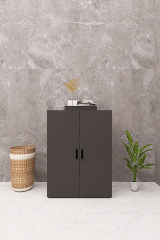 Mdf Çamaşır Makinesi Dolabı Kapaklı Antrasit