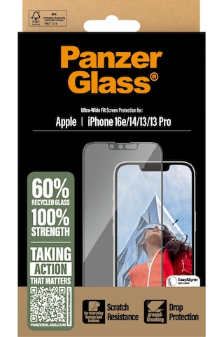Panzerglass Apple Uyumlu iPhone 16e 14 13 13 Pro Ultra-wide Fit W. Aligner Ekran Koruyucu