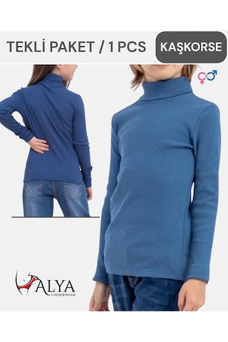 Alya Underwear Balıkçı Yaka Pamuklu Fitilli Kumaş Çocuk Kaşkorse Unisex Body İndigo