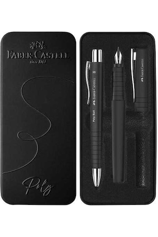 Faber Castel Poly Ball Dolma Tükenmez Set Mat Siya Siyah