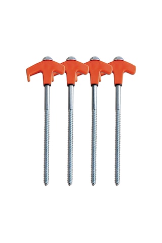 Leezsing 20cm Turuncu Çelik Konik Çadır Çivisi 4 Adet + Çekmeceli Çanta - Gölge Tente Uygun, Işıklandırmalı, Dayanıklı Turuncu