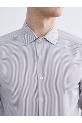 Lcw Busıness Antrasit Slim Fit Uzun Kollu Çizgili Erkek Gömlek