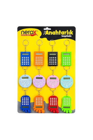 12 Adet Hesap Mak. Anahtarlık Renkli Plastik Nrx-4089 Bx40