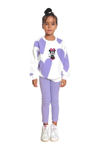 Çocuk Mor Desenli 2 Li Takım Sweatshirt & Tayt Lila Mor