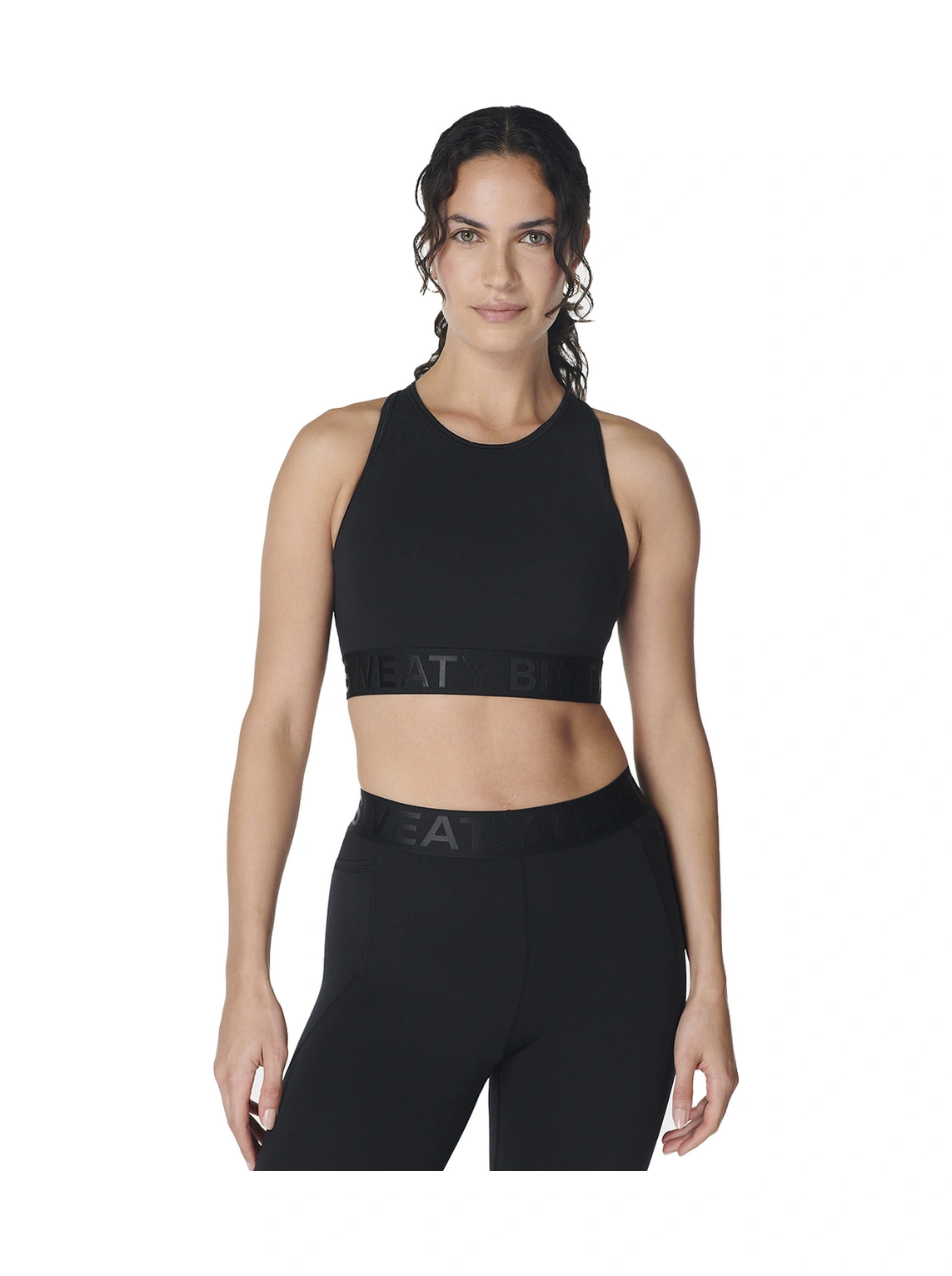 Sweaty Betty Sweaty Betty Power Logo Medium Impact Kadın Siyah Fitness Crop 6000 Siyah