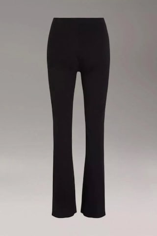Woven Label Wıde Leg Rıb Pants Siyah