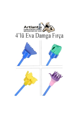 Eva Damga Fırçası 4 Lü 1 Paket Plastik Doku Tarağı Fırçası Okul Öncesi Boya Sünger Fırça Seti Çocuklar İçin Plastik Sap