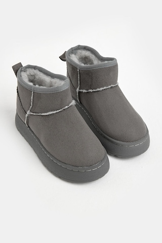 Tonny Black Kalın Poli Taban İçi Kürklü Süet Görünümlü Çocuk Unisex Gri Günlük Bot Tbsz015 Gri