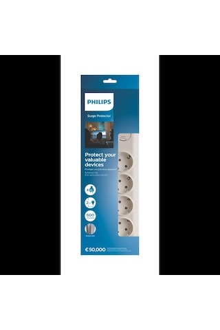 Phılıps Spn7040wa/62, 4 Soket, Akım Korumalı Priz, 600 Joules, 2mt Örgülü Kablo, Beyaz