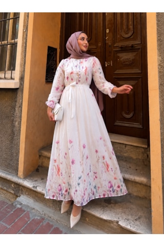 Efulim Womens Modal Tül Şifon Elbise Beyaz