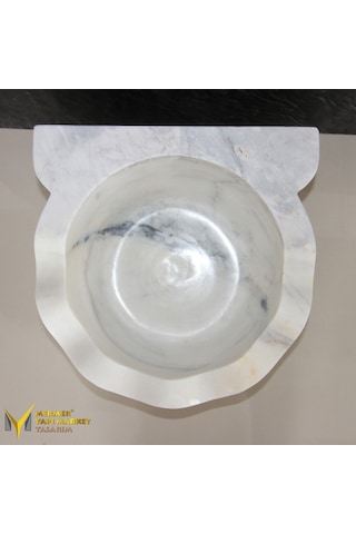 Afyon Beyaz Fırfırlı Kavun Dilimli Ayaklı Kurna