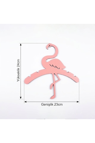 Doalino Pembe Flamingo Şekilli Ahşap Çocuk Ve Bebek Elbise Askısı 8'li Set