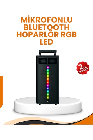 Bluetooth - 15 - Işıklı Hoparlör 2x5w Güç Usb + Tf Kart + Fm Radyo Siyah - Dpmıx-hb - Renk Kopya