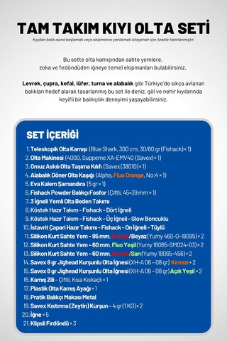 Tam Takım Kıyı Olta Seti - 300cm Kamış 30-60gr / 4000'lik Supreme Olta Makinesi - Taşıma Çantalı