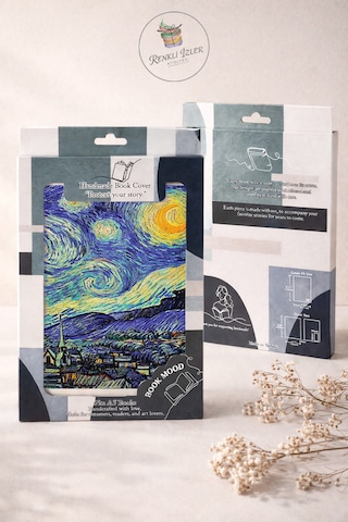 Kitap Kılıfı Ve Metal Kitap Ayracı Seti Van Gogh Yıldızlı Geceler