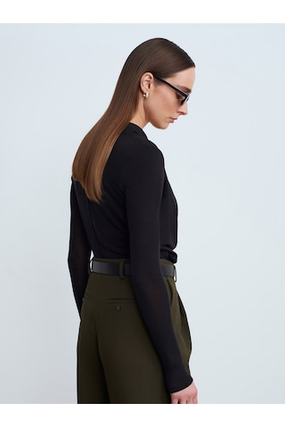 Dilvin 32595 Degaje Yaka Top-siyah Siyah