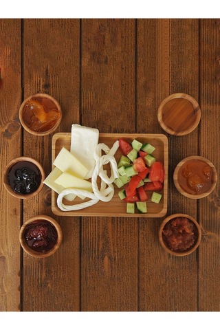 6 Lı Bambu Çerezlik Seti Doğal, Şık Ve Dayanıklı Sunum Kaseleri Bambu