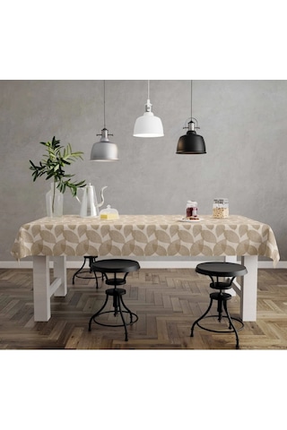 Pvc Elyaf Astarlı Silinebilir Muşamba Masa Örtüsü Kahve Yaprak