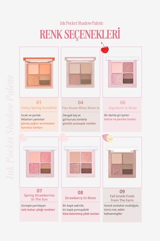 Mat Tonlarda 4lü Far Paleti Perıpera Ink Pocket Shadow Palette 11 Cherry Blossom Filter On Coral