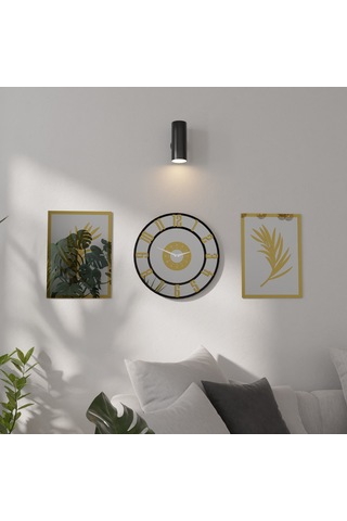 Dekoratif Ayna Pleksili Yaprak Tasarımlı 3 Parça Duvar Saati Gümüş - Altın